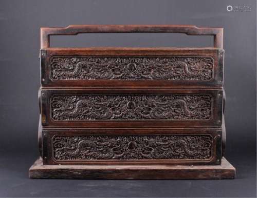 Chinese Qing Three-Layer Wooden Box