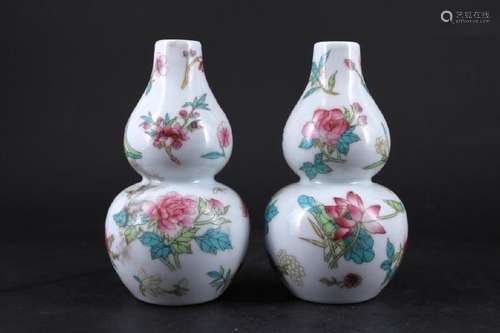 Pair of Chinese Porcelain Famille Rose Vase