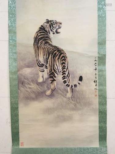 Chinese Hanging Scroll of 'Tiger' Painting