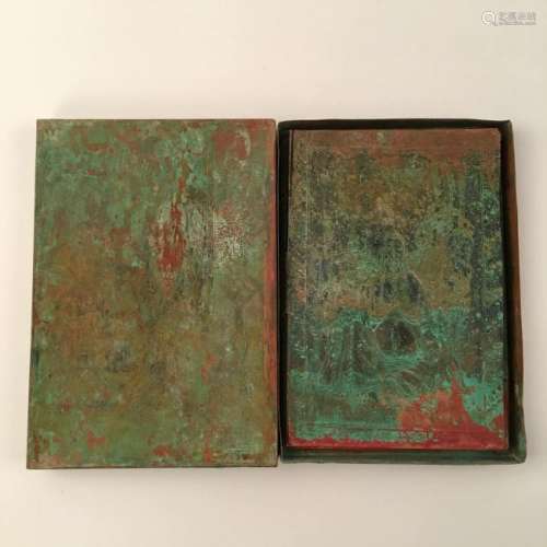 Chinese Bronze Booklet With Box
