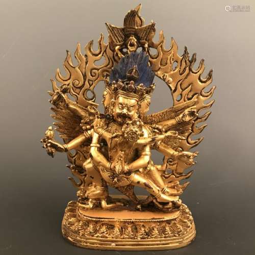 Chinese Gilt Bronze Mahakala Wrathful Heruka