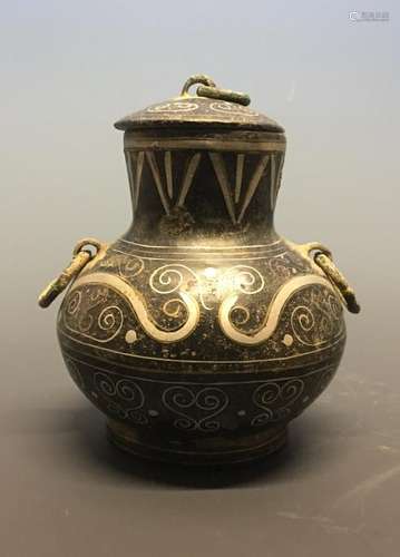 Chinese Han Inlaying Gold & Silver Tea Pot