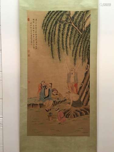 Chinese Hanging Scroll Of Country Side Scene With Chen