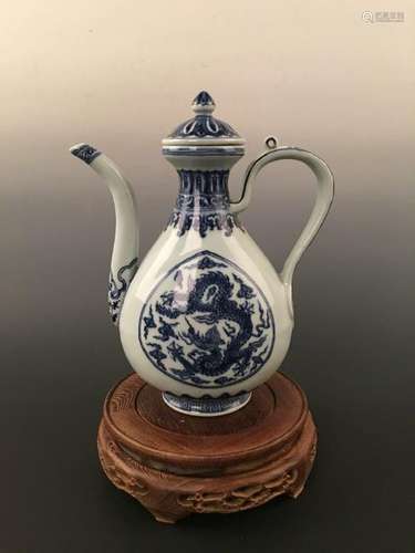 Chinese Blue&White Glazed Tea Pot With Lid