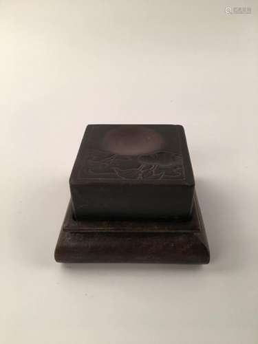 Chinese Ink Stone With Poem Inscribed