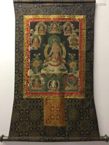 Chinese Hanging Scroll Tibetan Thangka and Lineage