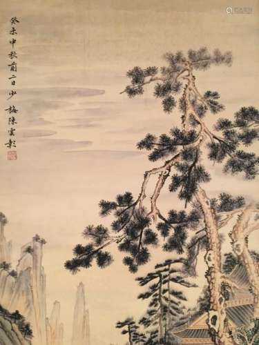Chinese Hanging Scroll of 'Landscape' Painting, Mei