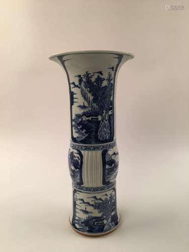 Chinese Blue &White Ceramic Gu With Kang Xi Mark