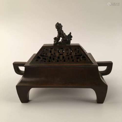 Chinese Bronze Square Incense Burner