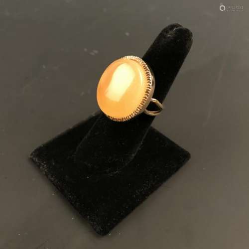 Chinese Amber Ring, 925 silver
