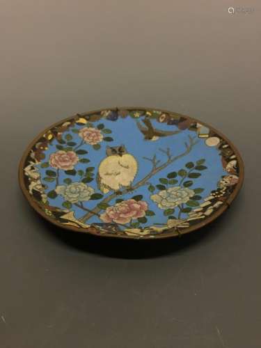 Chinese Cloisonne 'Owl' Plate