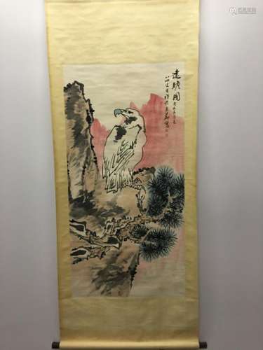 Chinese Hanging Scroll Of Eagle