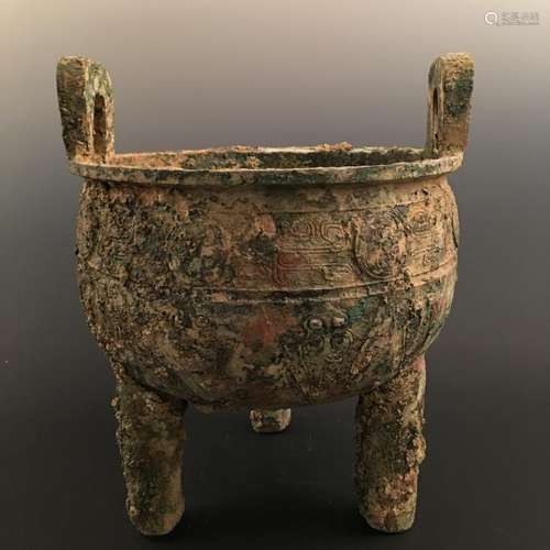 Chinese Bronze Carved Tripod Censer