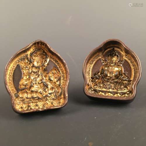 A Pair of Chinese Buddha Bronze Mould