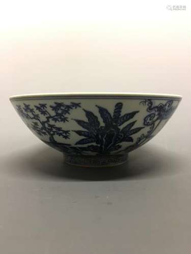 Chinese Blue-White Porcelain Bowl, Xuande Mark