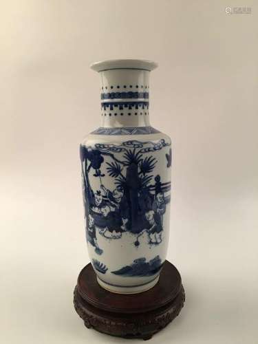 Chinese Blue &White Bangchuiping Vase