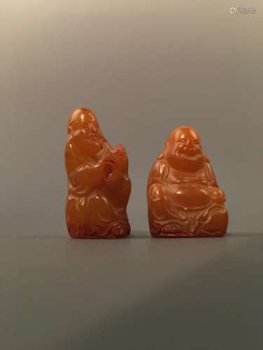 Chinese Two 'Buddha' Tianhuang Stone Seal