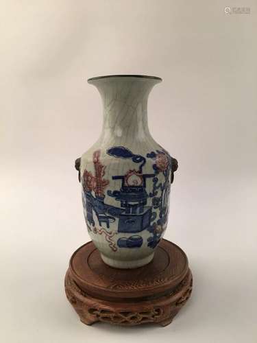 Chinese Copper-Red & Blue-White Vase