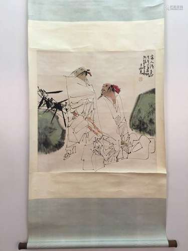 Chinese Hanging Scroll Of Figures