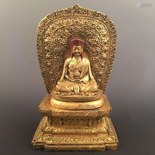 Chinese Gilt Bronze Lama Figure