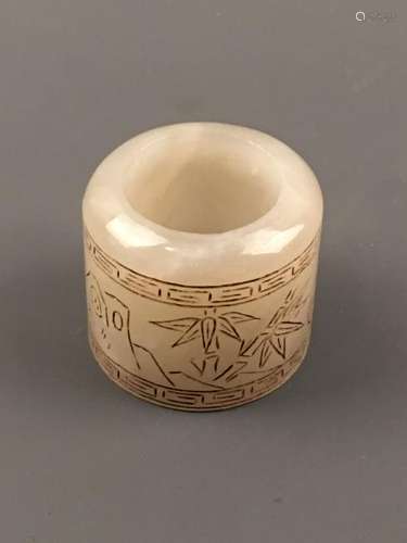 Chinese Archaic 'Bamboo' Jade Thumb Ring