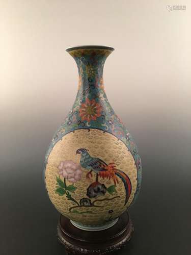 Chinese CloisonnÃ© Flower& Bird Porcelain Vase With