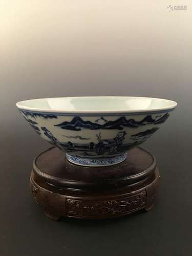 Chinese Blue&White Living Scene Decorated Porcelain