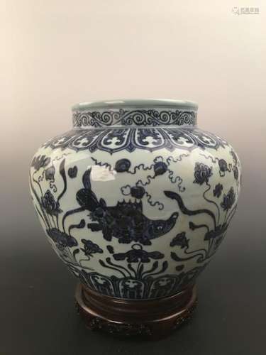 Chinese Blue &White Of Fish&Algae Pattern Decorated