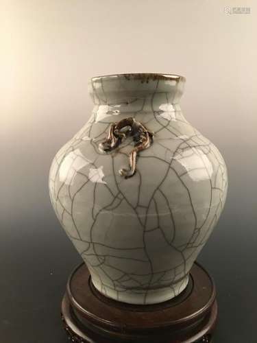 Chinese Ge-Type Porcelain Jar With Chi-Dragon