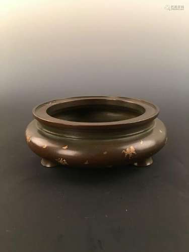 Chinese Gilt Dot Decorated Brass Censer