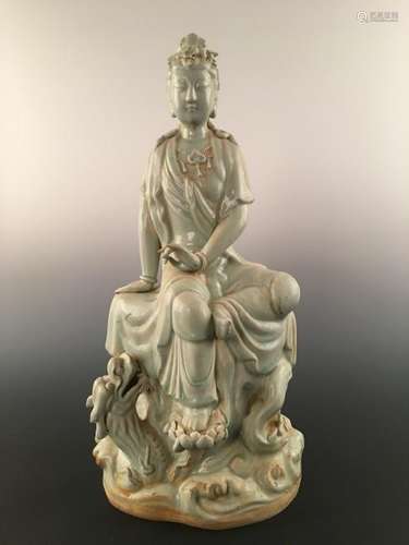 Chinese Longquan Kiln Porcelain Buddha Statue