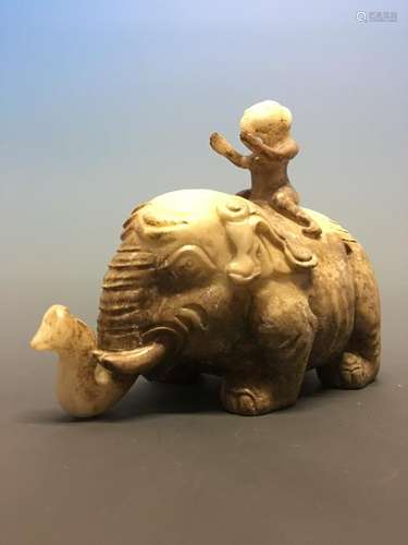 Chinese Archaic 'Kid on Elephant' Jade