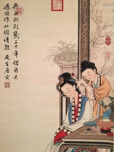 Chinese Hanging Scroll of 'Beauties', Tang Yin