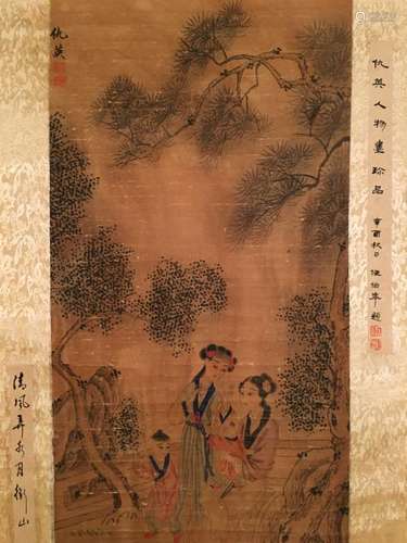 Chinese Hanging Scroll of 'Beauties', Ren Bofeng