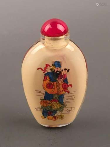 Chinese Glass Inner Painting Immortals Snuff Bottle