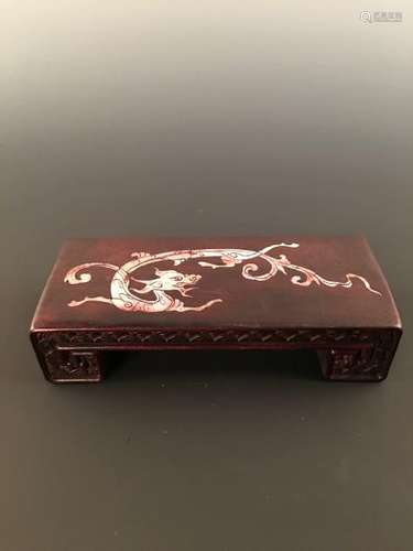 Chinese Redwood Stack Inlaid  With Chi-Dragon Shaped