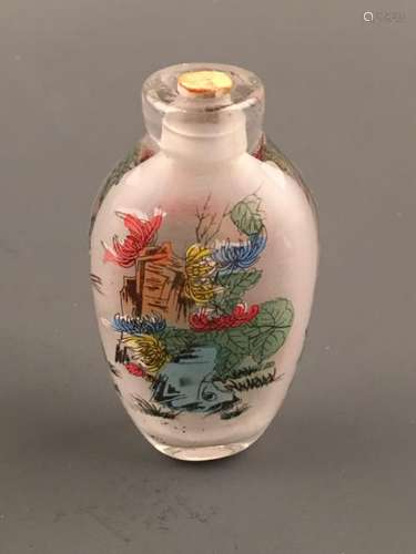 Chinese Glass Inner Painting 'Flower' Snuff Bottle