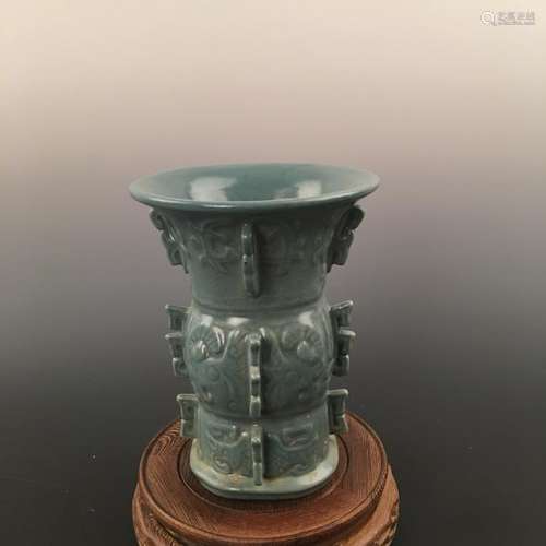 Chinese Celadon Porcelain Gu-Shape Vase