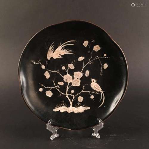 Chinese Ding Ware Engraved Design 'Bird and Plum
