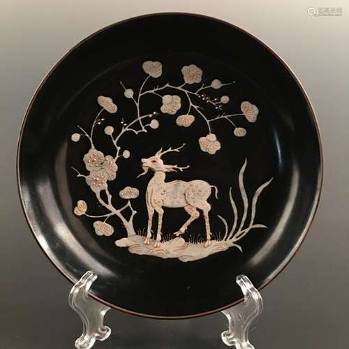 Chinese Ding Ware Engraved Design 'Deer & Plum Flower'