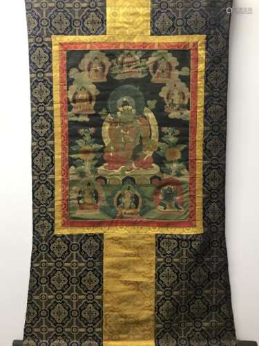 Chinese Hanging Scroll Tibetan Thangka and Lineage