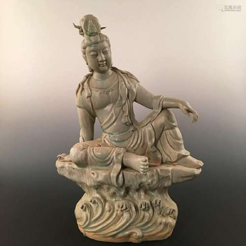 Chinese Celadon Porcelain Buddha Statue