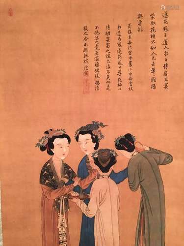 Chinese Hanging Scroll of 'Beauties', Tang Yin