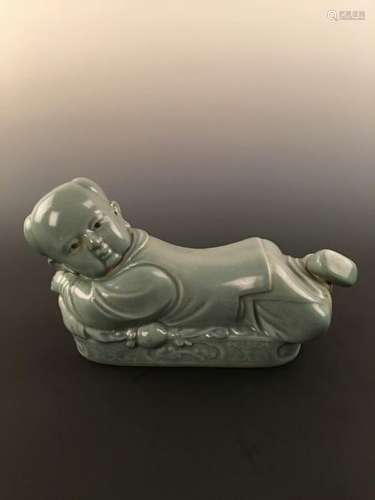 Chinese Longquan-Ware Child Shaped Porcelain Pillow