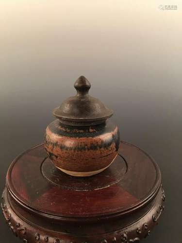 Chinese Brown Glazed Pottery With Lid