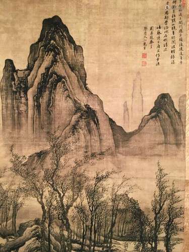 Chinese Hanging Scroll of 'Landscape', Tang Yin