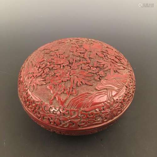 Chinese Carved Lacquerware Of Flower& Bird Decorated