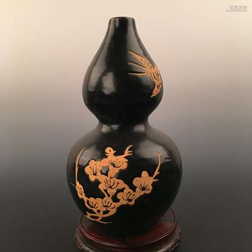 Chinese Cizhou Kiln Pottery Hulu Shape Vase