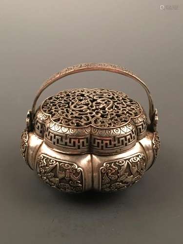 Chinese Silvering Bronze Hand Warmer