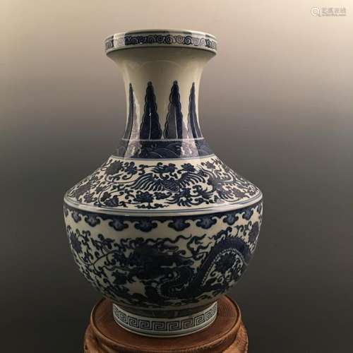 Chinese Blue-White 'Dragon' Vase, Qianlong Mark